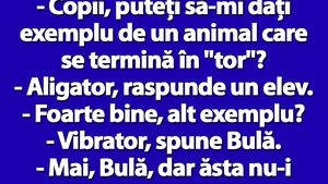 BANCUL ZILEI | Profesoara: "Bulă, dă-mi exemplu de un animal care se termină în TOR!"