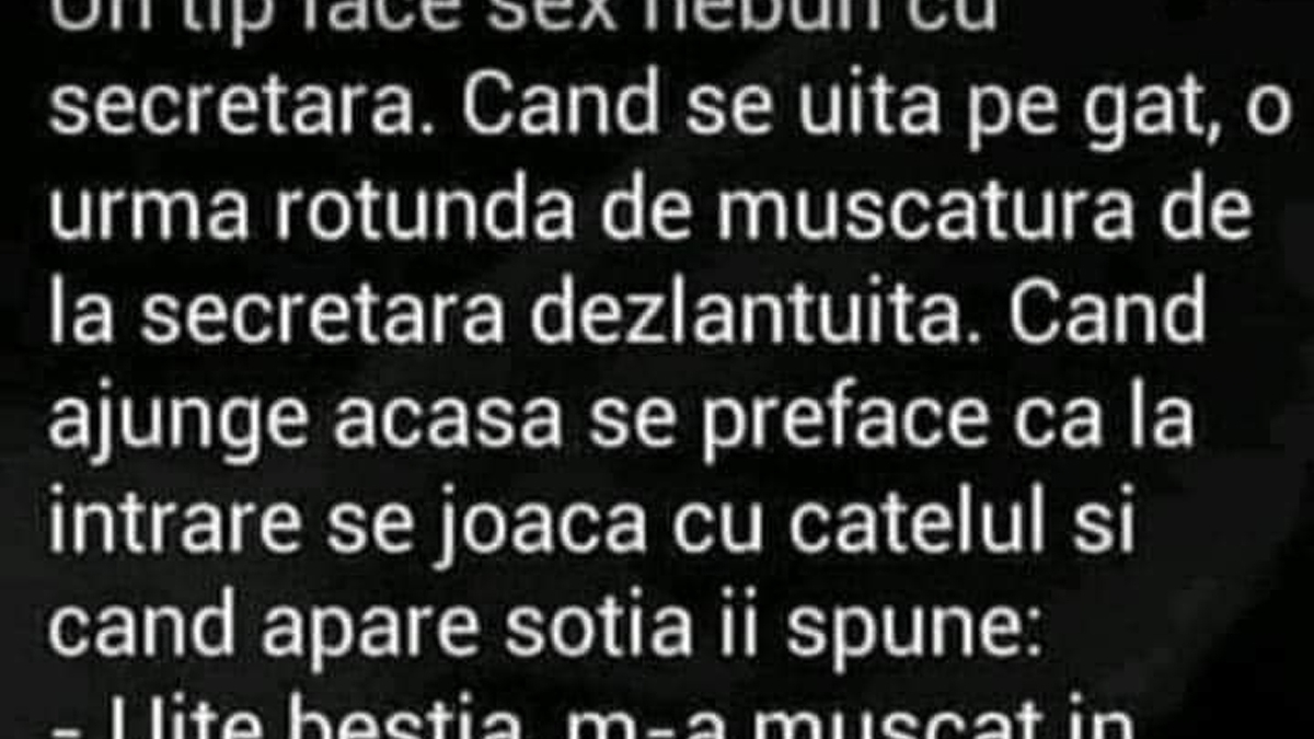 BANC | Un tip face amor nebun cu secretara. Când se uită pe gât, vede o urmă de mușcătură de la secretara dezlănțuită