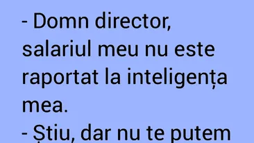 BANC | Domn director, salariul meu nu este raportat la inteligența mea