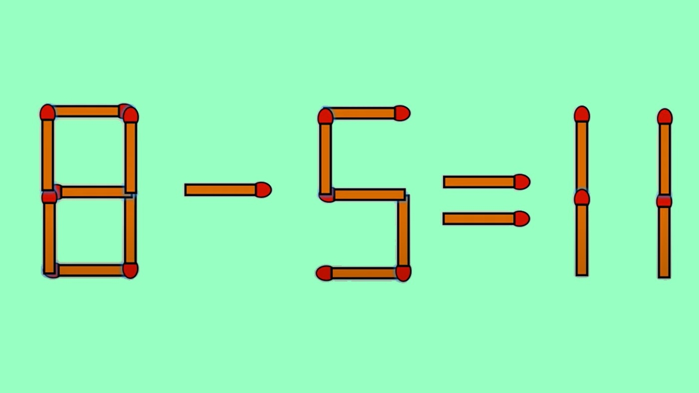 Test de inteligență | Corectați 8 - 5 = 11, mutând un singur chibrit