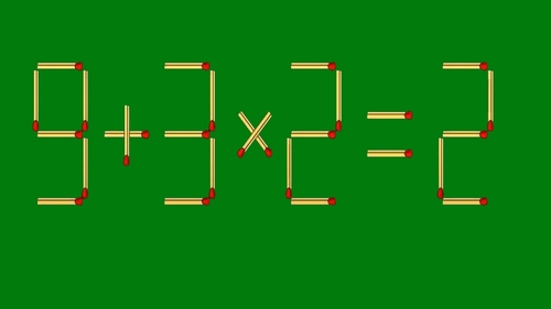 Test de inteligență cu chibrituri | Mutați un singur băț pentru a corecta 9 + 3 x 2 = 2