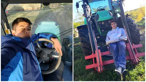 Teofan Sasca, băiatul unui preot din Botoșani, muncește pe tractor și face senzație pe Youtube: ”Nu-mi place să-i cer bani tatei”