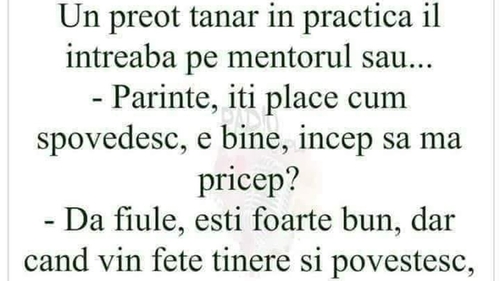 BANC | Un preot tânăr îl întreabă pe mentorul său: "Părinte, îți place cum spovedesc?"
