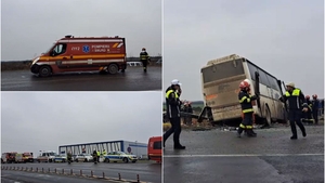Accident terifiant în județul Timiș, la Sânandrei. S-a activat planul roșu de intervenție, după ce 18 persoane au rămas încarcerate
