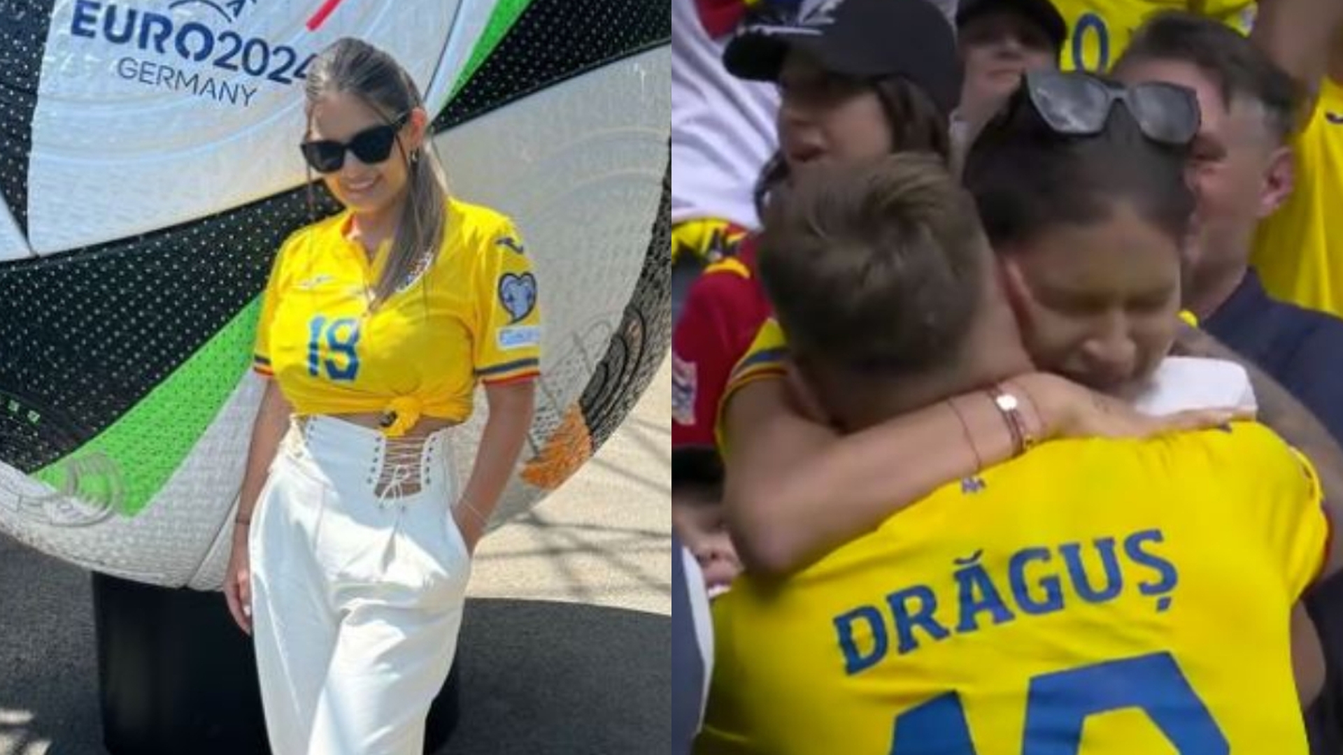 Denis Drăguș, susținut de soție și cele două fiice la EURO 2024. Imagini emoționante de pe Allianz Arena