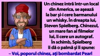 BANCUL ZILEI | Un chinez intră într-un bar din SUA și îl ia la palme pe Steven Spielberg