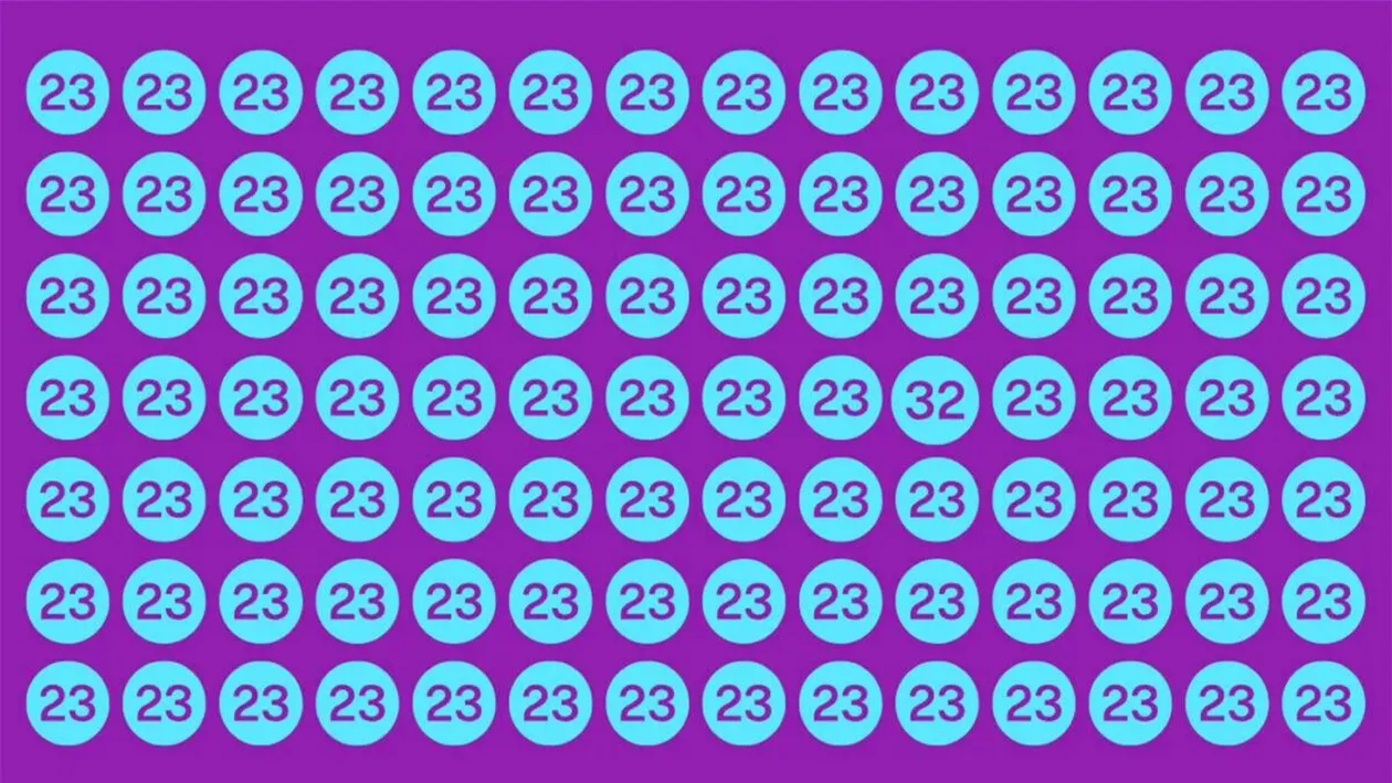Test de inteligență | Nu toate numerele din imagine sunt 23. Găsiți-l pe singurul diferit, în maximum 5 secunde!