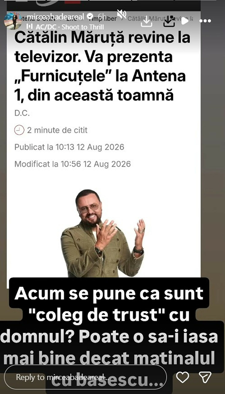 Reacția lui Mircea Badea după transferul lui Cătălin Măruță la Antena 1. „Acum se pune că sunt coleg de trust?”