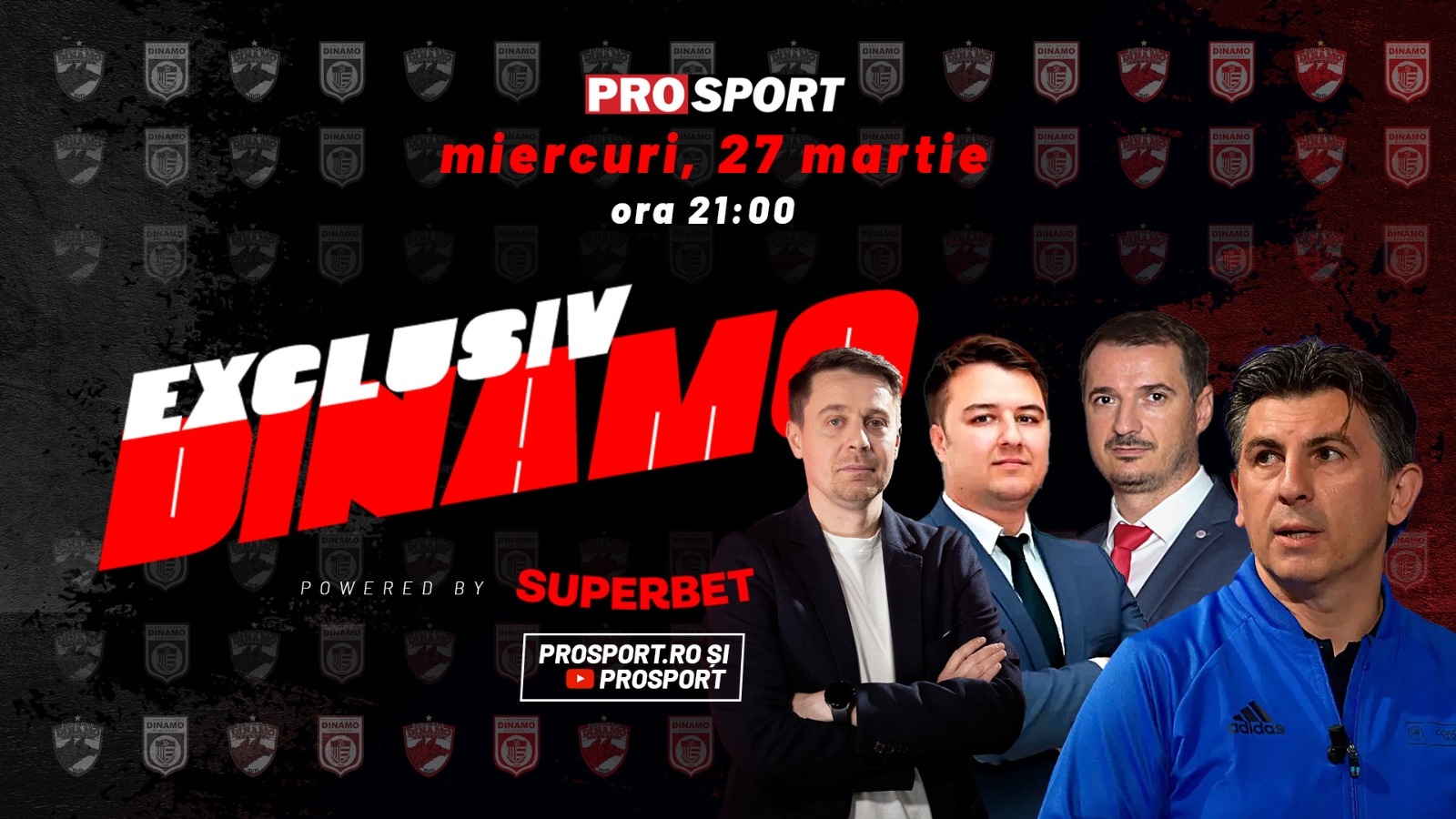EXCLUSIV DINAMO, miercuri, de la ora 21. Ediție specială dedicată „Arenei Multifuncționale Dinamo”. Invitați de gală: președintele CS Dinamo, Ionuț Popa, Ionuț Lupescu și vicepreședintele Adrian Popescu