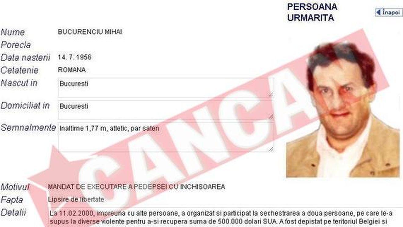 Mihai Bucurenciu, urmarit international, a fost prins in gara la Ramnicu Valcea