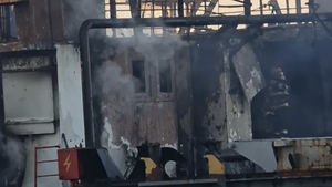 Incendiu de proporții la bordul unei nave din Portul Midia. Pompierii au intervenit de urgență