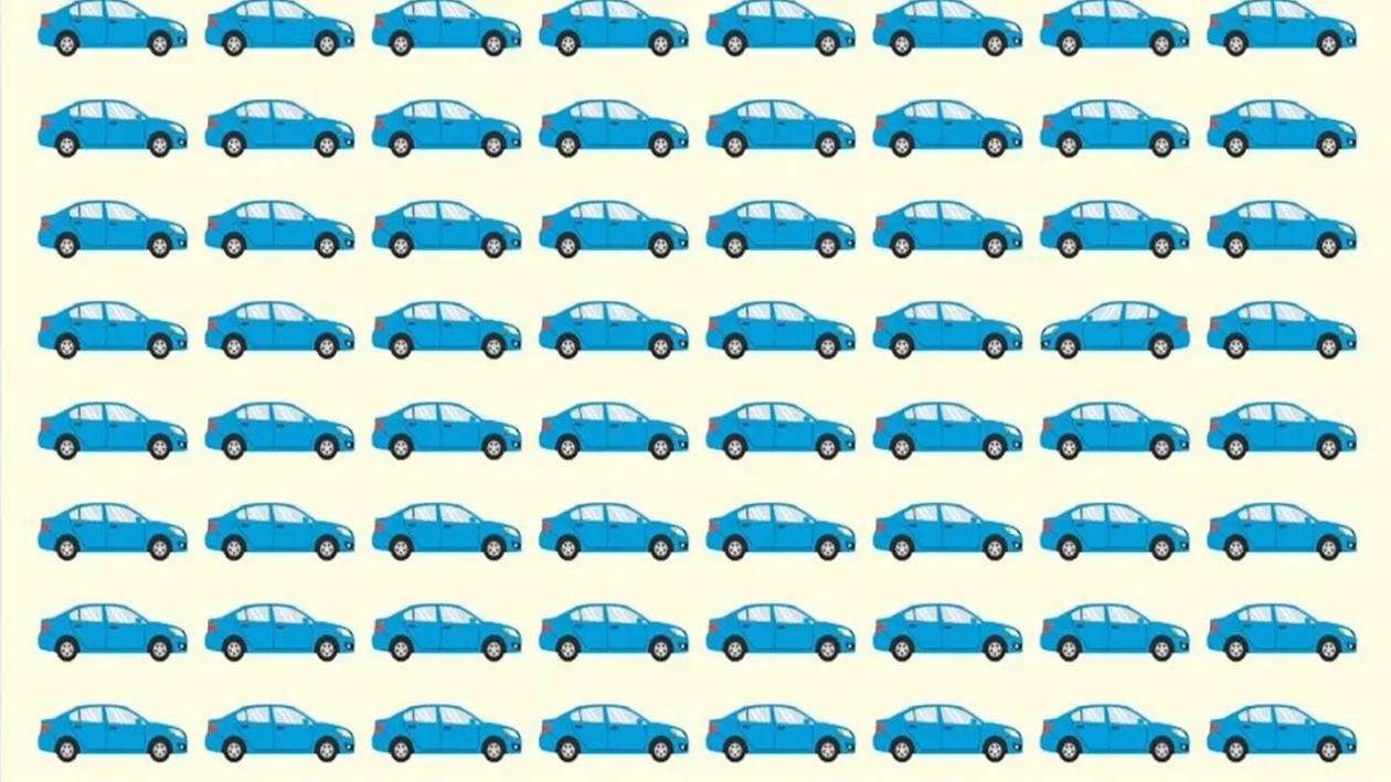 Test de logică | O singură mașină din cele 64 din imagine este diferită! O puteți identifica?