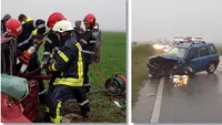 Accident violent între Timișoara și Reșița. Cinci victime și o mașină făcută praf