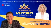 Răzvan Petrovici este invitat la ,,Înapoi în viitor cu Andreea Perminova’’, vineri, 7 octombrie, de la ora 19:00