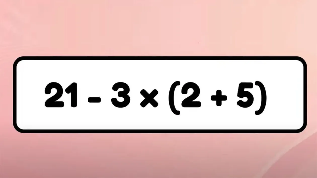 Test IQ la care mulți greșesc | Cât fac 21-3x(2+5)=?