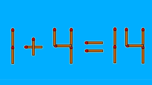 Test IQ cu chibrituri | Corectați 1 + 4 = 14, mutând două bețe