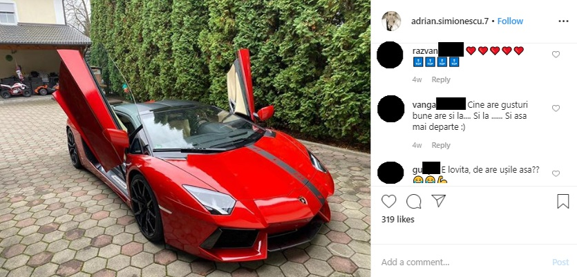 Adrian Minune și-a cumpărat un Lamborghini roșu de 400.000 de euro de Crăciun