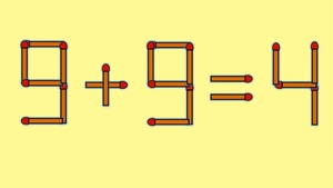 Test de inteligență | Mutați un singur chibrit pentru a corecta 9 + 9 = 4