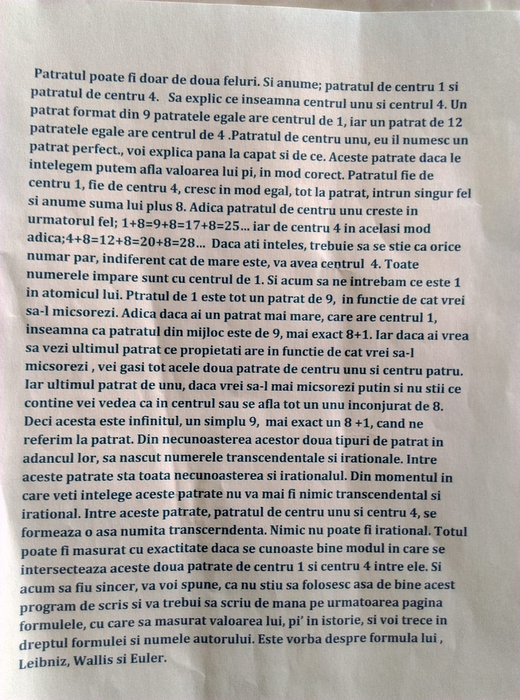 Argumentația lui "Einstein din Vaslui" se întinde pe multe pagini