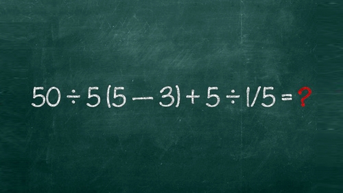Test IQ pentru matematicieni | Cât fac 50:5(5-3)+5:1/5=?