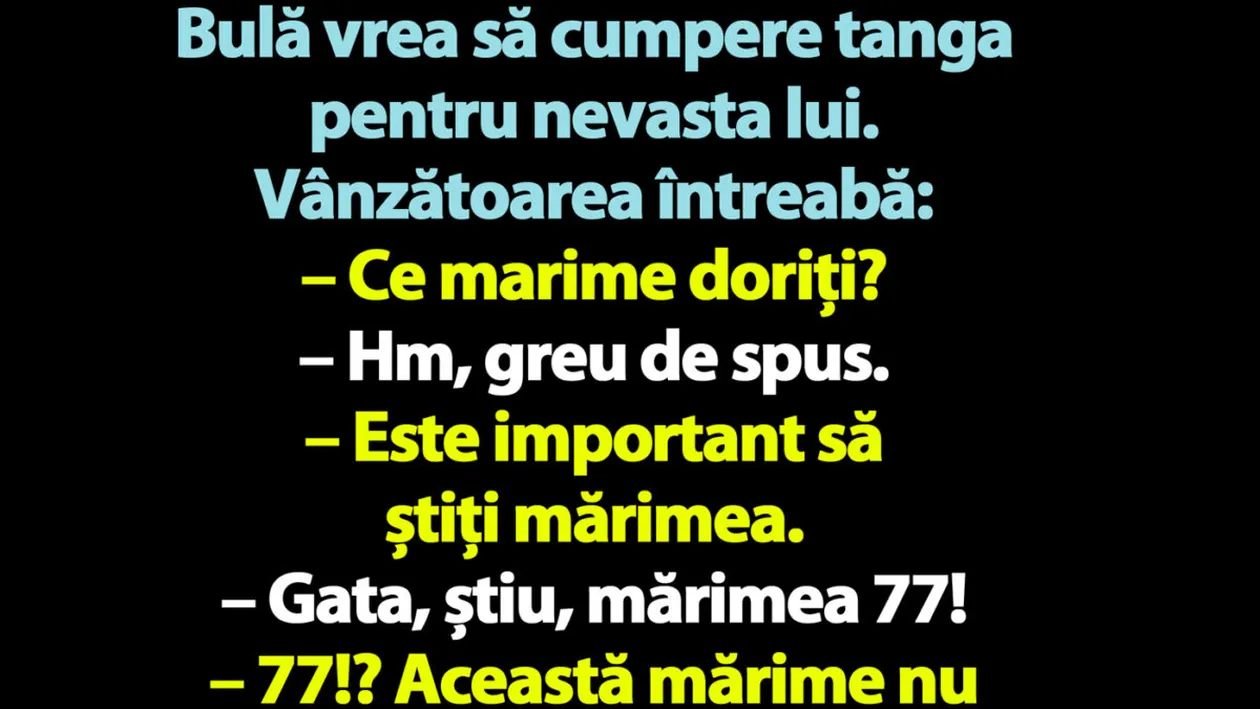 BANC | Bulă vrea să cumpere tanga pentru nevasta lui: Ce mărime doriţi?