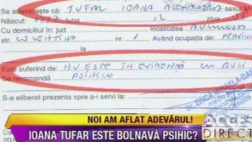 Ioana Tufar a dovedit ca nu sufera de nicio boala psihica: Am o adeverinta, parafata, stampilata
