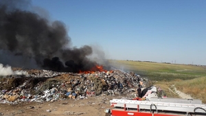 Incendiu puternic la goapa de gunoi din Caracal