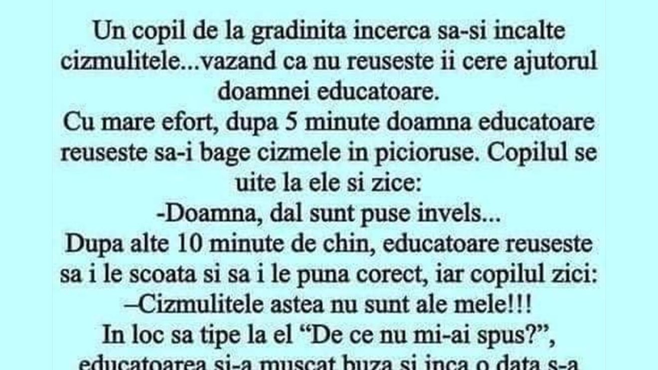 BANCUL ZILEI | Educatoarea și copilul de grădiniță