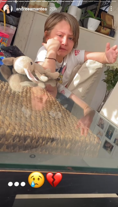 Andreea Mantea, cu sufletul frânt după ce fiul ei i-a făcut o mărturisire în timp ce plângea: “Sună-l pe președinte și spune-i să-l aducă pe Stinky” | FOTO