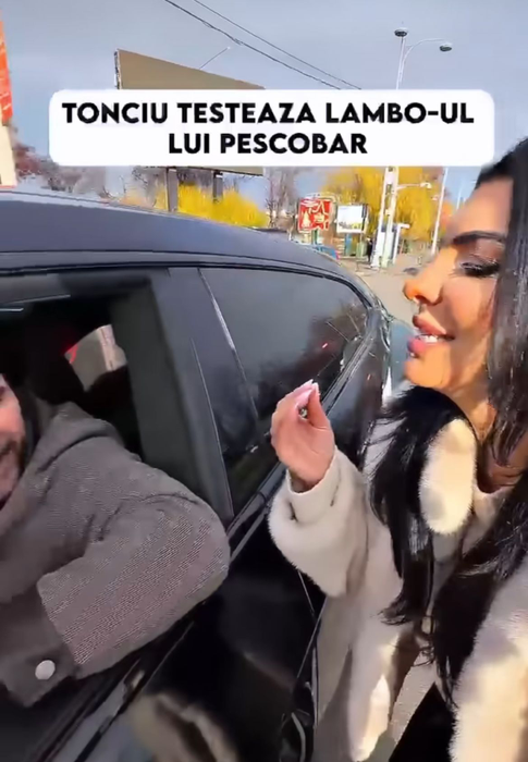 Reacția lui Pescobar, după ce Andreea Tonciu l-a dat jos de la volan. Foto: Instagram / Andreea Tonciu
