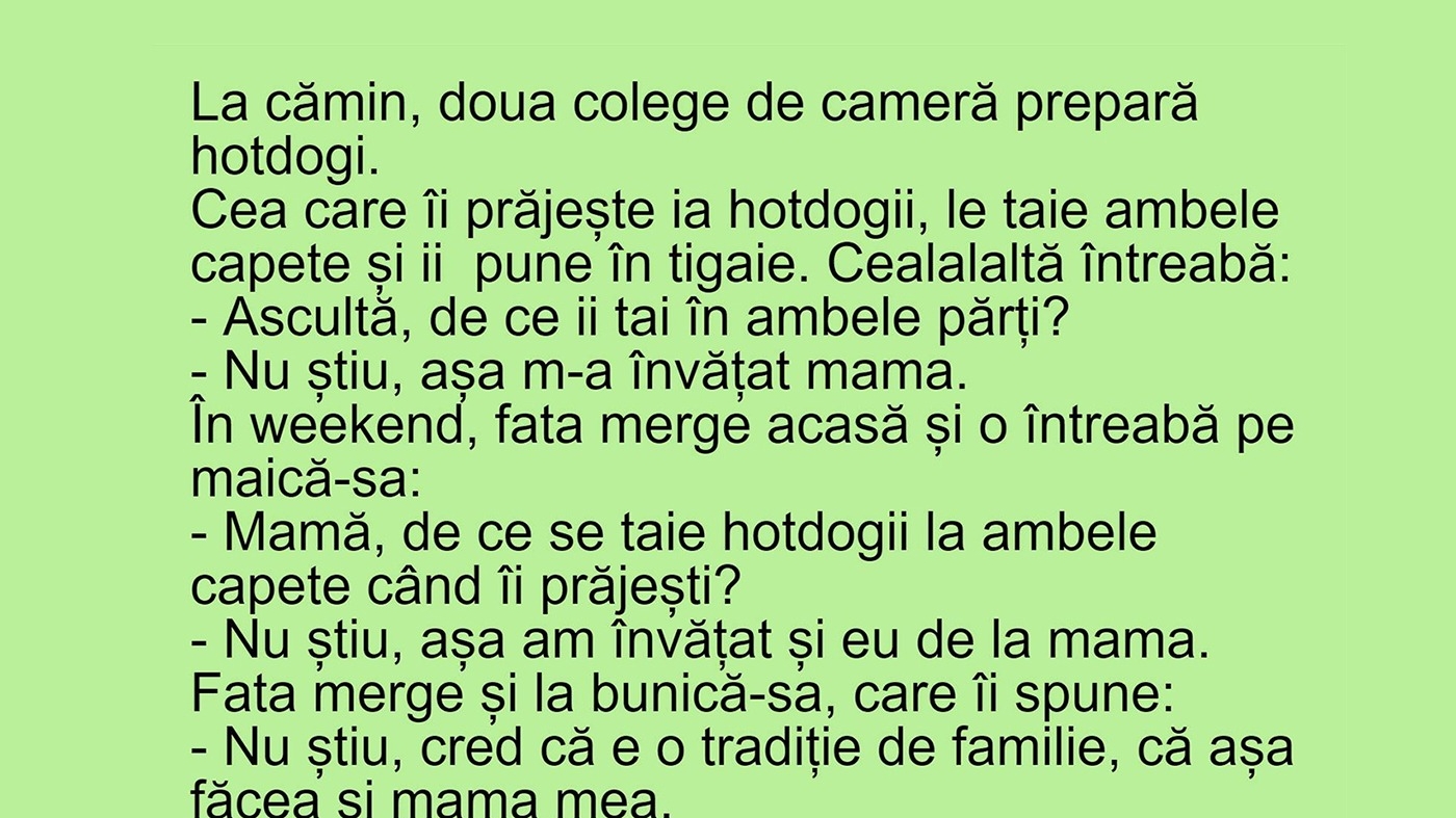 BANCUL ZILEI | La cămin, două colege de cameră prepară hotdogi