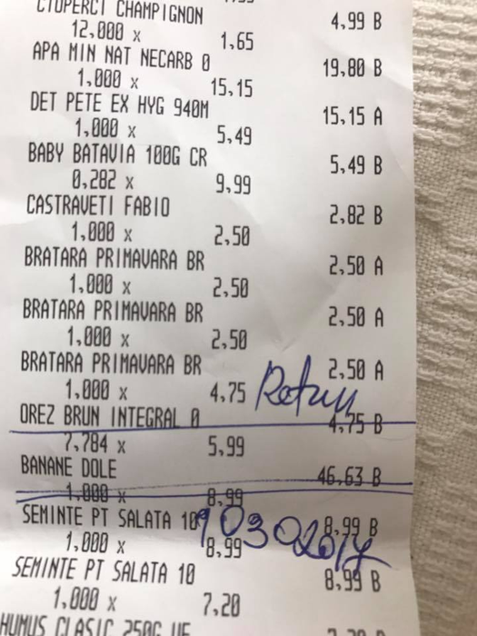 Mihaela Moise le-a arătat tuturor bonul cu greşeala respectivă