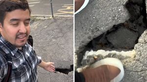Reacția ilară a unui american, după ce a văzut o groapă uriașă în asfalt, în București