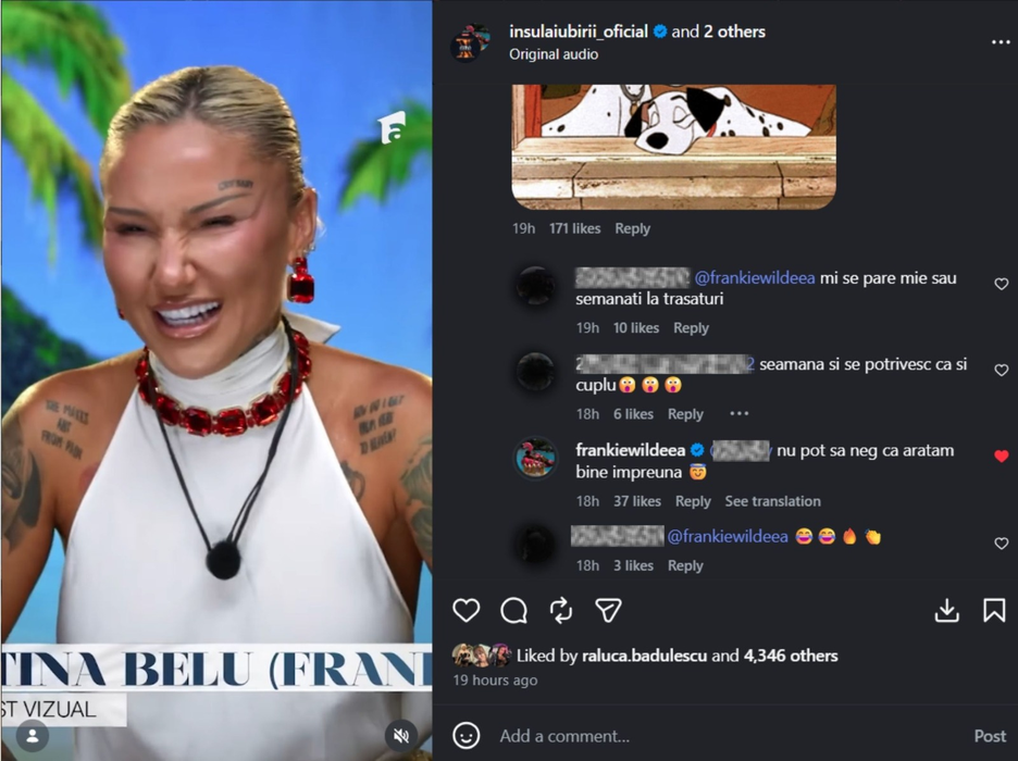 Frankie i-a dat peste nas Arminei după ce fanii „Insula Iubirii” i-au spus că Maluma arată bine lângă ea: „Femeia potrivită mereu…”