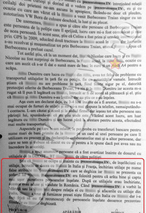 Declaraţia dată de denunţător în faţa procurorilor DIICOT