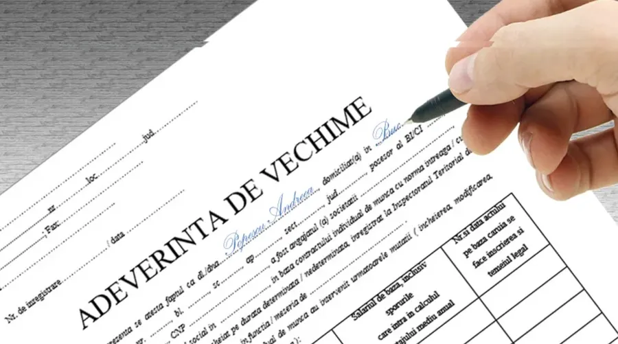 adeverintă de vechime