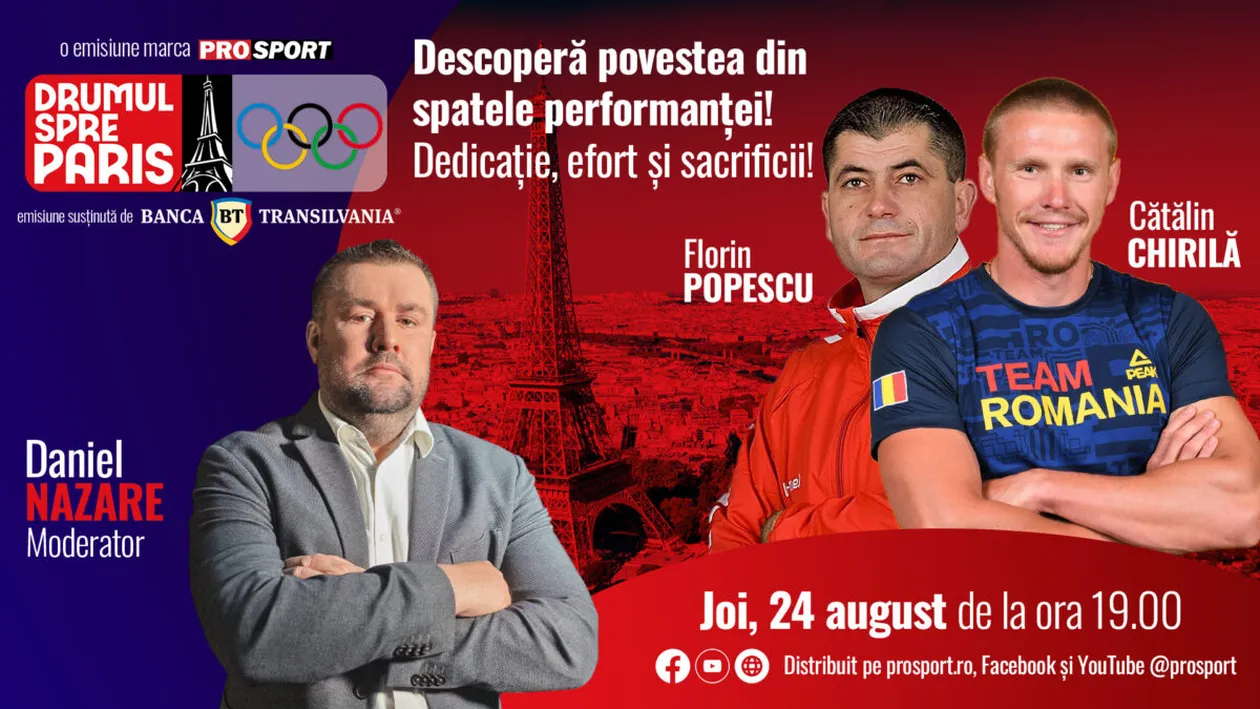 Cătălin Chirilă și antrenorul său, Florin Popescu, sunt invitații emisiunii ‘’Drumul spre Paris’’, realizată de junalistul Daniel Nazare