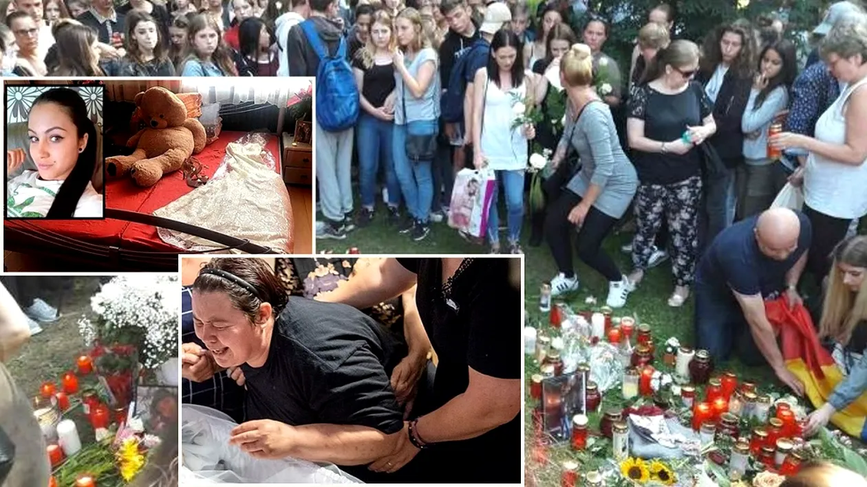 Primele imagini de la înmormântarea Iuliei, adolescenta ucisă într-un parc din Germania. Mama ei a leșinat de mai multe ori lângă sicriu
