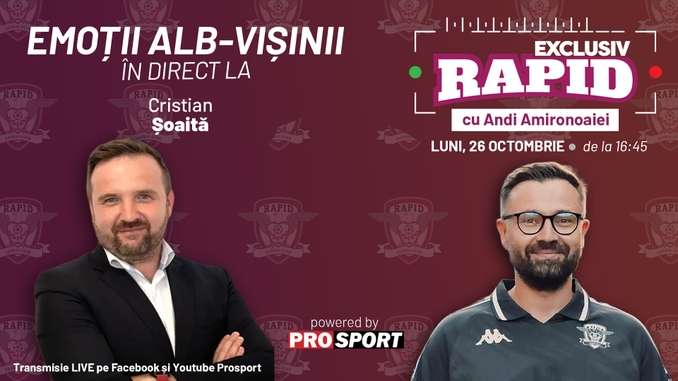 „EXCLUSIV RAPID” revine astăzi! Cristian Șoaita, invitat după înfrângerea dură din derby-ul cu FCSB