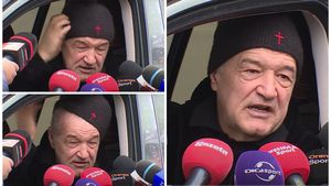 Gigi Becali s-a apucat să-și dea cu pumnii în cap chiar în centrul Bucureștiului. „Dacă bat în căciulă nu se aude tare”