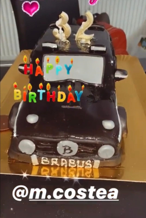 Tortul primit de Mihai Costea, în formă de Mercedes Brabus