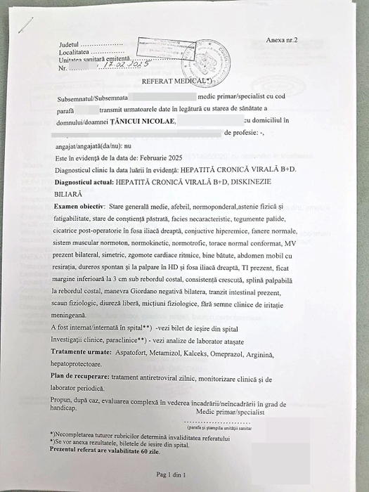 Nicolae Țănicui a avut mult de pătimit de pe urma bolii de care suferă