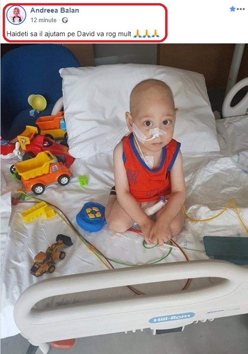 Andreea Bălan, apel disperat pentru salvarea lui David, un băiețel de 1 an și jumătate diagnosticat cu o boală rară