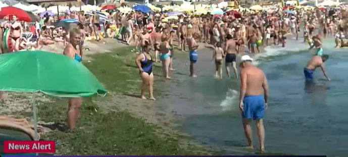 Mizerie de nedescris pe litoral! La Costinești turiștii fac plajă printre alge și gunoaie!