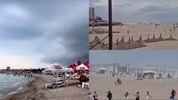 Plajele din Eforie Nord au fost „măturate” de o furtună de nisip. E cod galben de vijelii în Dobrogea
