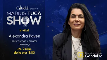 Marius Tucă Show începe joi, 9 iulie, de la ora 18.00, live pe Gândul. Invitată: Alexandra Paven