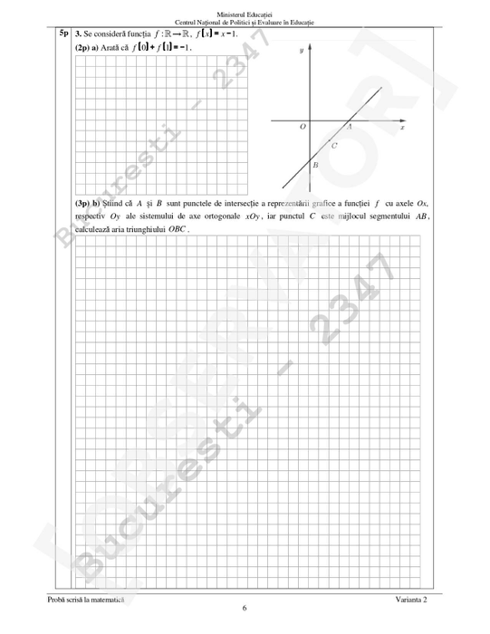 Subiecte matematică Evaluarea Națională