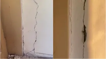De groază! Cum arată pereții unor blocuri din Târgu Jiu, după ce ieri a avut loc un cutremur de 5,2 grade în Oltenia