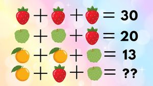 Test de inteligență | Rezolvați ecuația cu fructe: Cât costă o portocală + o căpșună + o dudă?