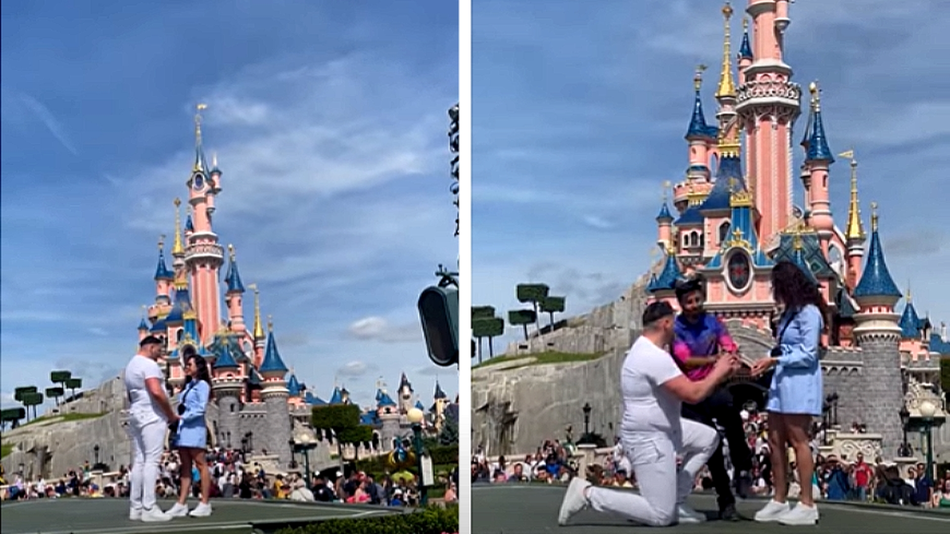 Cerere în căsătorie distrusă. Un angajat Disneyland i-a întrerupt pe logodnici